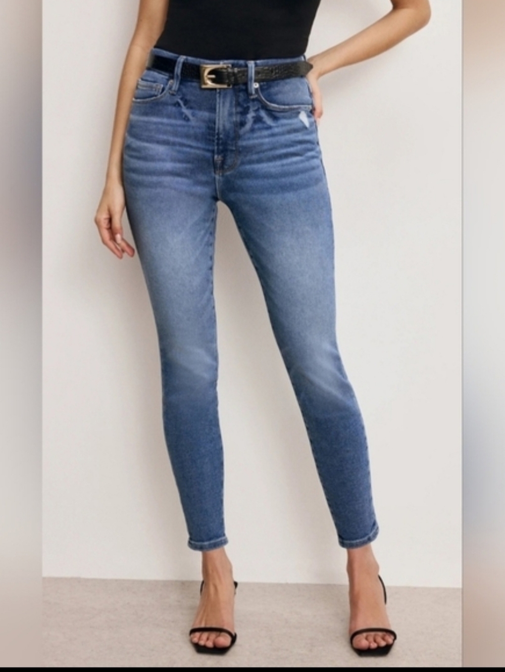 Good American- BEST JEANS EVER!! Good Waist Crop Mid-Wash Skinny Jeans